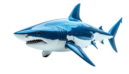 Obraz premium A majestic great white shark showcases its power and grace, captured with striking detail. The shark exhibits impressive features and color