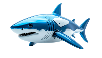 A captivating shot of a toy shark isolated on a neutral backdrop, showcasing the details of this underwater predator
