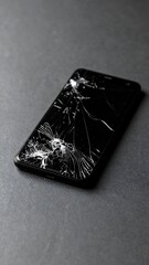 Cracked smartphone on dark surface