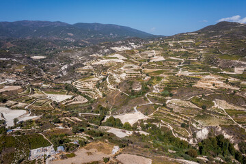 Obraz premium Terrace fields around Omodos village in Troodos Mountains on Cyprus island country