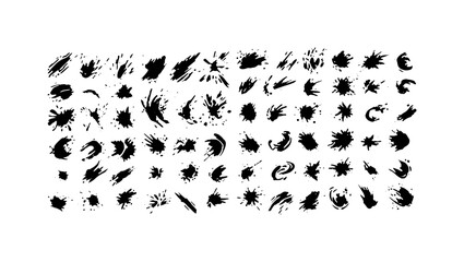 Collection of Black Ink Splatter and Brush Stroke Graphics