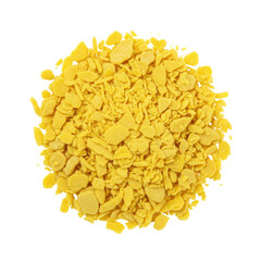 Bright Yellow Crumbled Substance Texture on Transparent Background Ideal for Packaging Design and Seamless Patterns for Various Applications such as