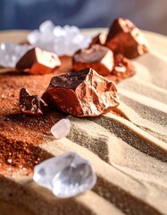Copper crystals on sand