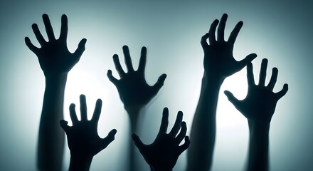 Obraz premium Silhouette hands reaching up