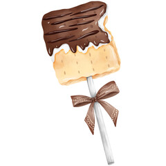 Watercolor hand drawn dessert s'mores