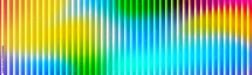 Poster Fractal glass gradient rainbow background with vertical lines and blurred y2k holographic pattern and soft iridescent texture