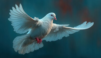 Obraz premium Glowing white dove in a peaceful background for International Day of Peace