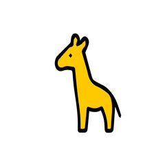 Cute Giraffe Cartoon Vector Icon Illustration. Cartoon giraffe vector icon with bold outline and flat colorful design. Ideal for children’s learning materials, jungle themes, and creative 