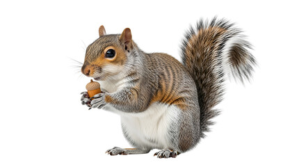 Obraz premium Eastern gray squirrel holding an acorn isolated PNG with Transparent Background