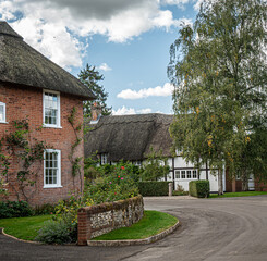 Traditional English village thatched cottages