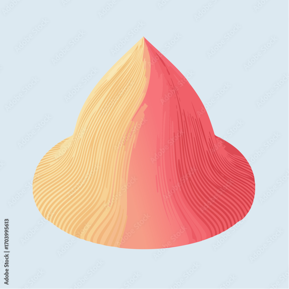 Poster 3d abstract conical shape with peach and pink gradient on light blue background