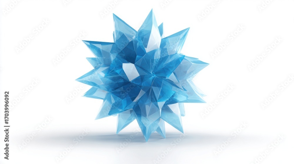 Aufkleber a vibrant blue crystal-like structure with sharp edges and angular facets stands prominently against