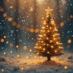 christmas tree with stars and snowflakes