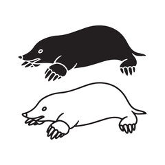 Linear Mole Silhouette & Mole Lineart – Mole Vector Drawing Highlighting Outline Precision – Black Vector of Mole – Vector Set of Mole
