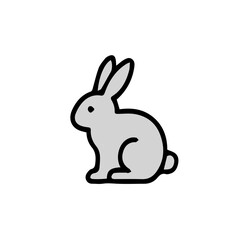 Obraz premium Cute Rabbit Cartoon Vector Icon Illustration. Vector rabbit cartoon icon with bold outline and flat colors. Perfect for kids education, games, holiday designs, and creative projects.