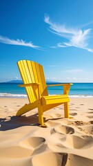 Yellow beach chair on sand