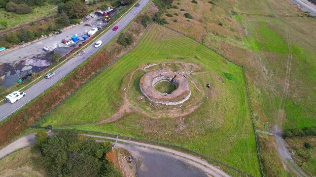 Carn Liath Broch in Scotland, aerial view
