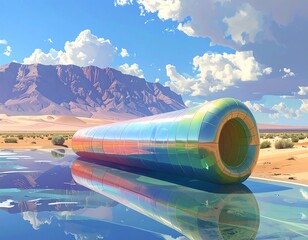 Colorful tunnel in desert landscape