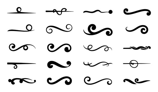 Collection of Decorative Swirls and Flourishes for Design Elements