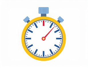 Flat vector icon of a stopwatch timer, symbolizing time, sports competition, and countdown measurement.
