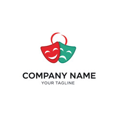 Colorful theatrical masks of joy and sorrow, forming a logo design.