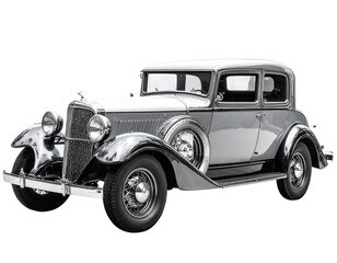 Retro Automobile Monochrome Illustration Isolated on Transparent Background PNG