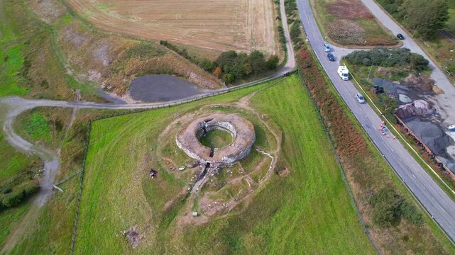 Carn Liath Broch in Scotland, aerial view