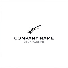 Minimalist logo design featuring a stylized shooting star with a tail, suitable for a company brand.
