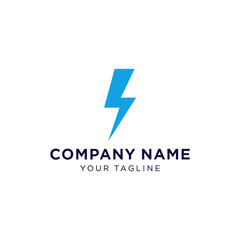 Fototapeta premium Simple, stylized blue lightning bolt logo for a company.