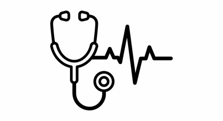 Heartbeat and Stethoscope Medical Symbol Healthcare Concept
