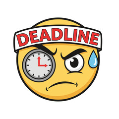 Obraz premium Anxious cartoon emoticon with a clock for an eye, sweating under the immense stress and pressure of a looming time limit or due date