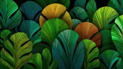 Vibrant Tropical Leaves Pattern for Decor, Design, and Digital Art