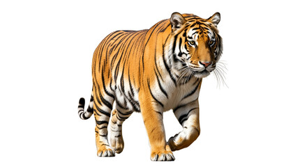 Obraz premium Bengal tiger walking forward isolated PNG with Transparent Background