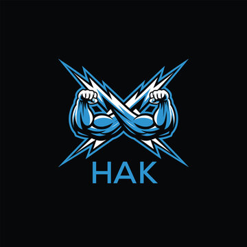 HAK  Fitness Logo. HAK Company logo design for entrepreneur and business. HAK Sports Branding Design best icon.
