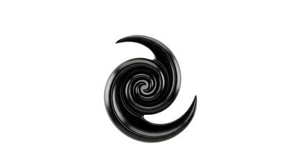 Fototapeta premium Black spiral shape isolated on transparent background abstract swirl design element with a vortex or whirlpool effect, creating a mesmerizing and dynamic visual
