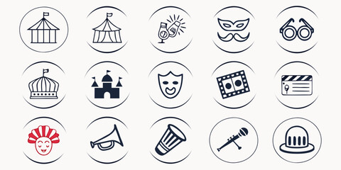Collection of circus and theatre icons
