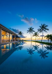 Tropical paradise retreat with calming infinity pool and sunset view
