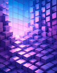 Abstract 3D cubes in vibrant purples and blues