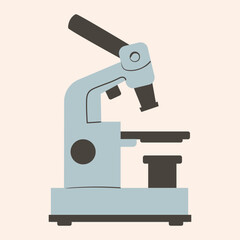 Medical equipment microscope concept, Cartoon Floating Microscope, health laboratory, science test, medical equipment for viewing micro-sized objects. flat vector illustration on background.
