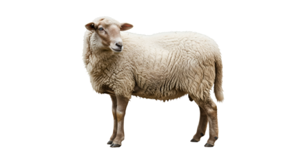 Sheep with curly wool isolated PNG with Transparent Background