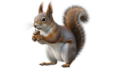 Squirrel holding an acorn isolated PNG with Transparent Background