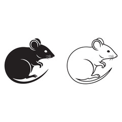 Sharp Mouse Silhouette & Mouse Lineart – Mouse Vector Design with Crisp Defined Shape – Black Vector of Mouse – Vector Set of Mouse