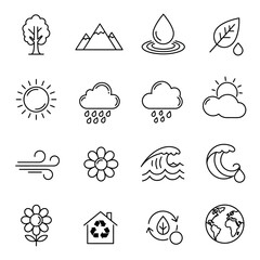 Nature Icons  Eco-Friendly Line Art Illustrations