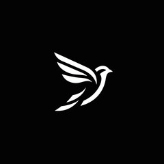 Elegant Dove Logo Design on Black Background Symbol of Peace and Freedom