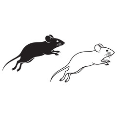 Stylized Mouse Silhouette & Mouse Lineart – Mouse Vector Template with Subtle Detailing – Mouse Illustration – Silhouette and Lineart Set of Mouse