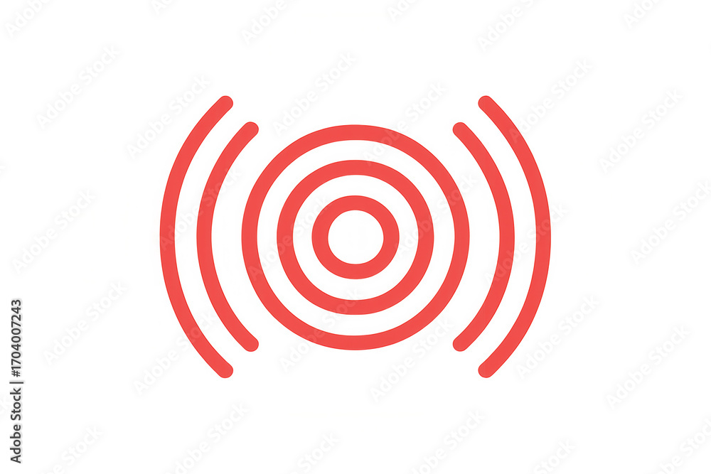Poster wireless network icon glowing with red wifi signal waves, representing digital connectivity on trans