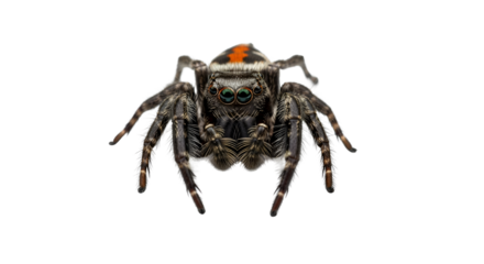 Close-up of a bold jumping spider isolated PNG with Transparent Background