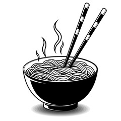 Delicious steaming noodles served in a bowl with chopsticks, a classic Asian dish