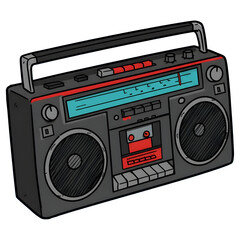 Fototapeta premium Retro Boombox Illustration on Transparent Background