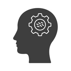 Conceptual Representation of a Brain with a Gear Symbolizing Ideas and Processes
